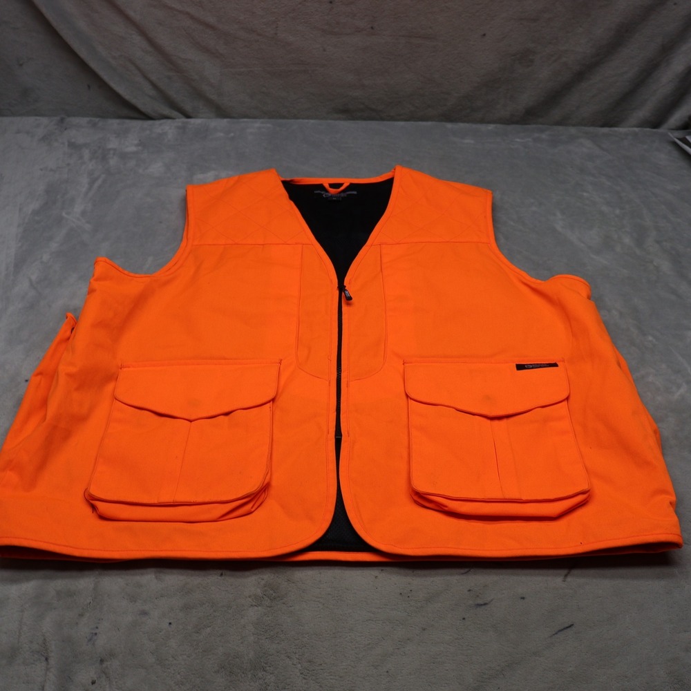 Guide Series Vest Mens XL Orange Mesh Lined Utility Hunting Safety Full Zip Work